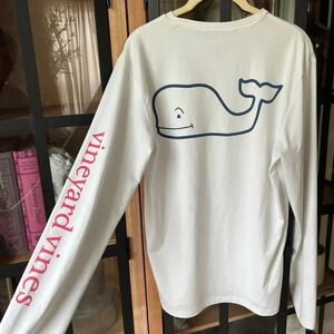 Vineyard Vines performance long sleeve tee whale red white blue golf outdoors